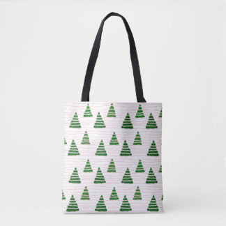 Kerstbomen met kralen snaren patroon draagtas