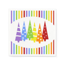 Kerstbomen met regenboogstrepen Kerstnapkins