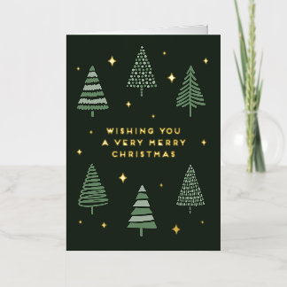 Kerstbomen met sterren folie wenskaart