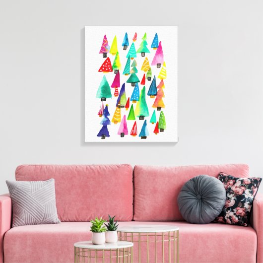 kerstbomen met waterverf canvas afdruk (Insitu (Woonkamer))