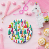 kerstbomen met waterverf papieren bordje (Feest)