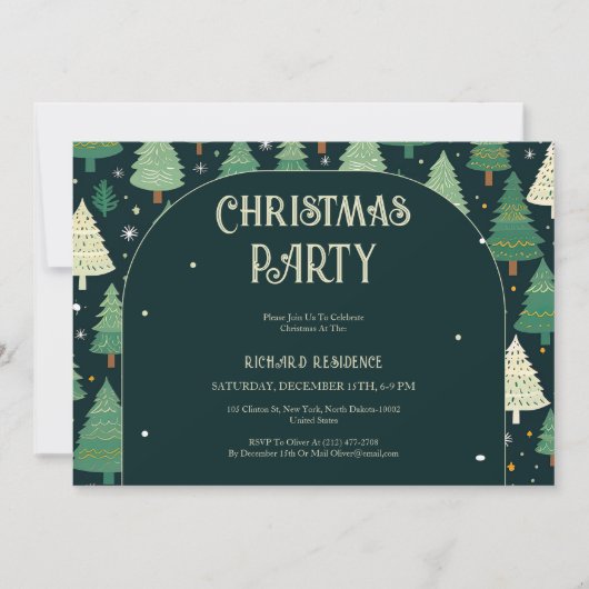 Kerstbomen Modern Sage Groen Patroon Partij Kaart (Voorkant)