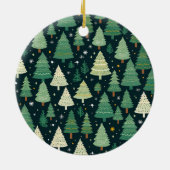 Kerstbomen Modern Sage Groen Patroon Partij Keramisch Ornament (Achterkant)