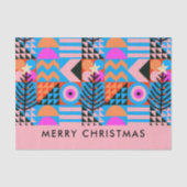 Kerstbomen Moderne Geometrische Pinks Blues Tissuepapier (Voorkant)