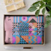 Kerstbomen Moderne Geometrische Pinks Blues Tissuepapier (Geschenk)