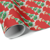 Kerstbomen op rode glitters cadeaupapier (Rol Hoek)