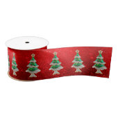 Kerstbomen op Rode Glitters Lint (Spoel)