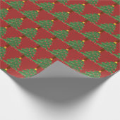 Kerstbomen op rode inpakpapier (Hoek)