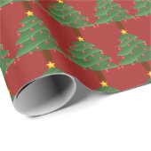 Kerstbomen op rode inpakpapier (Rol Hoek)