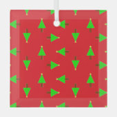 kerstbomen op rood glas ornament (Voorkant)
