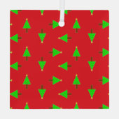 kerstbomen op rood glas ornament (Achterkant)