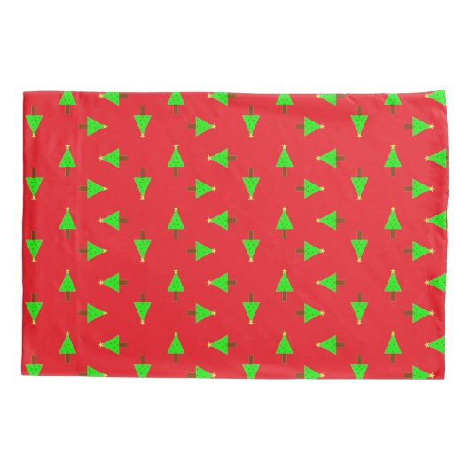 kerstbomen op rood kussensloop (Achterkant)