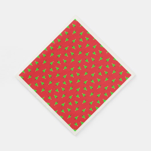 kerstbomen op rood servet (Hoek)