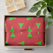 kerstbomen op rood tissuepapier (Geschenk)