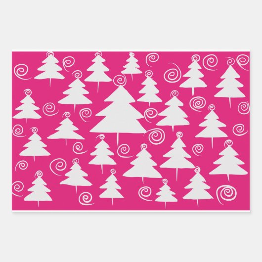 kerstbomen op roze inpakpapier vel (Voorkant)
