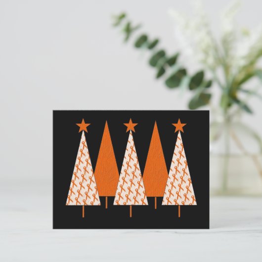 kerstbomen - Oranje lint Feestdagenkaart (Staand voorkant)