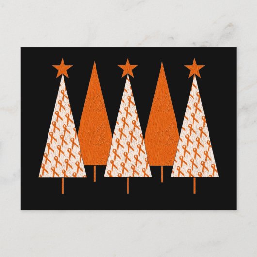 kerstbomen - Oranje lint Feestdagenkaart (Voorkant)
