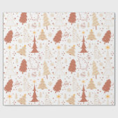 Kerstbomen Ornamenten Sterren Wit Kerst Cadeaupapier (Vlak)