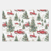 Kerstbomen oude rode vrachtwagen inpakpapier vel (Voorkant)