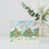 Kerstbomen overdag feestdagenkaart (Staand voorkant)