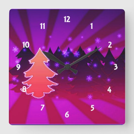 kerstbomen, Paars Vierkante Klok (Voorkant)