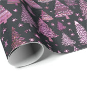 Kerstbomen Paarse witte zwarte kerst Cadeaupapier (Rol Hoek)
