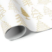 Kerstbomen patroon goud Winter Modern Cadeaupapier (Rol Hoek)
