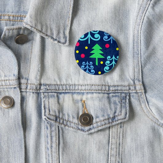 Kerstbomen Pattern Ronde Button 5,7 Cm (In situ)