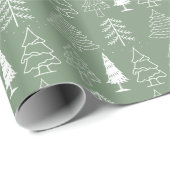 Kerstbomen Pine Natuur Bos Xmas waterverf Cadeaupapier (Rol Hoek)
