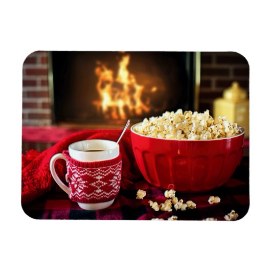 kerstbomen - Popcorn en warme cider Magneet (Horizontaal)