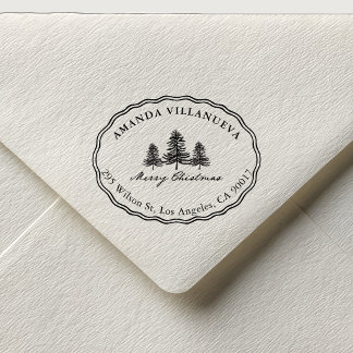 Kerstbomen Prettig Kerstfeest Retouradres Rubberstempel