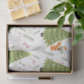 Kerstbomen &pug hondenpatroon aangepaste achtergro tissuepapier (Geschenk)