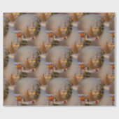kerstbomen Quaint Village Snow Wereldbol Pattern Cadeaupapier (Vlak)