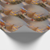 kerstbomen Quaint Village Snow Wereldbol Pattern Cadeaupapier (Hoek)