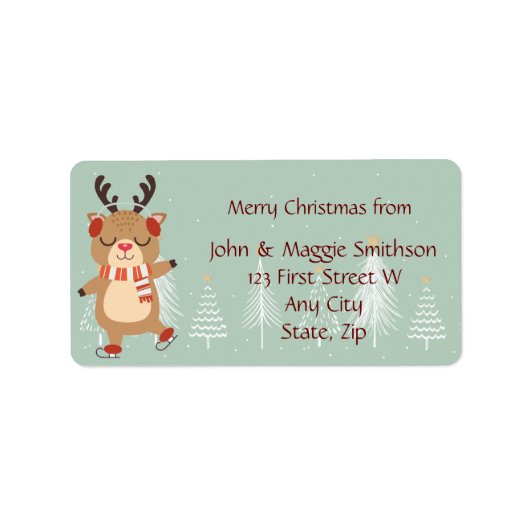 kerstbomen Reindeer Fun Etiket (Voorkant)