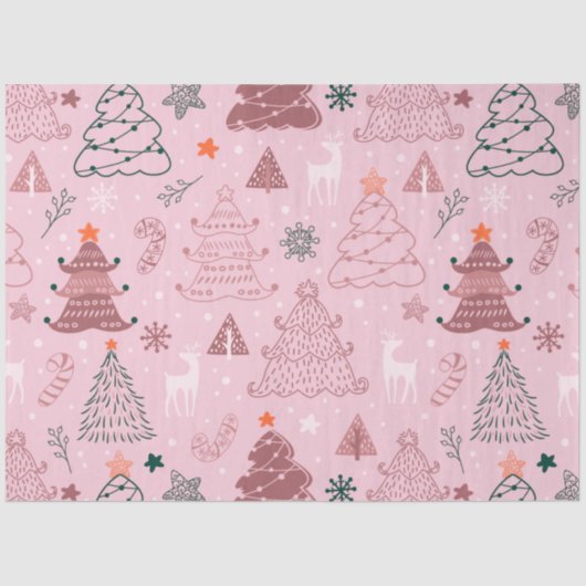 Kerstbomen Rendier Candy Canes Kerstmis Tissuepapier (Voorkant)