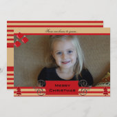 Kerstbomen Rode Stripe Holiday-fotokaart Feestdagenkaart (Voorkant / Achterkant)