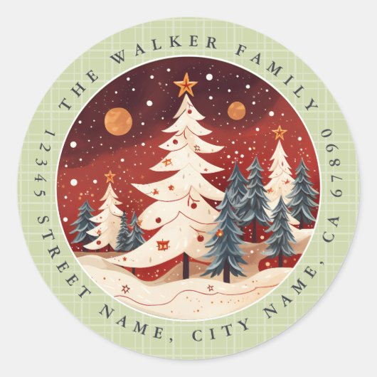 Kerstbomen Ronde Stickers (Voorkant)