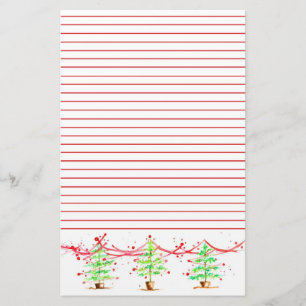 Kerstbomen, rood, gelaagd briefpapier