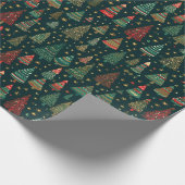 Kerstbomen Rood Groen Wit Zwart Kerstmis Cadeaupapier (Hoek)