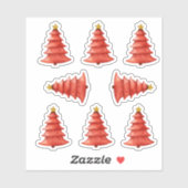 Kerstbomen rood sticker (Vel)