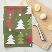 Kerstbomen Rood wit en groen Theedoek (Quarter Fold)