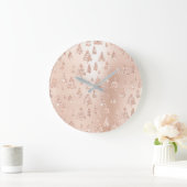 kerstbomen Roze Rose Gold Blush Girly Sparkly Grote Klok (Huis)