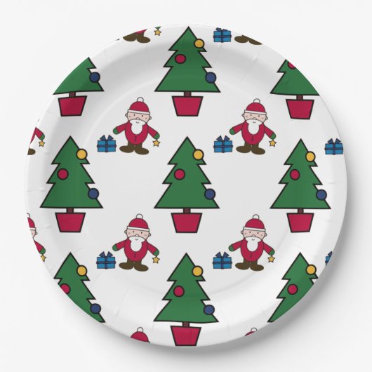 Kerstbomen & Santa Pattern Papier Bord (Voorkant)