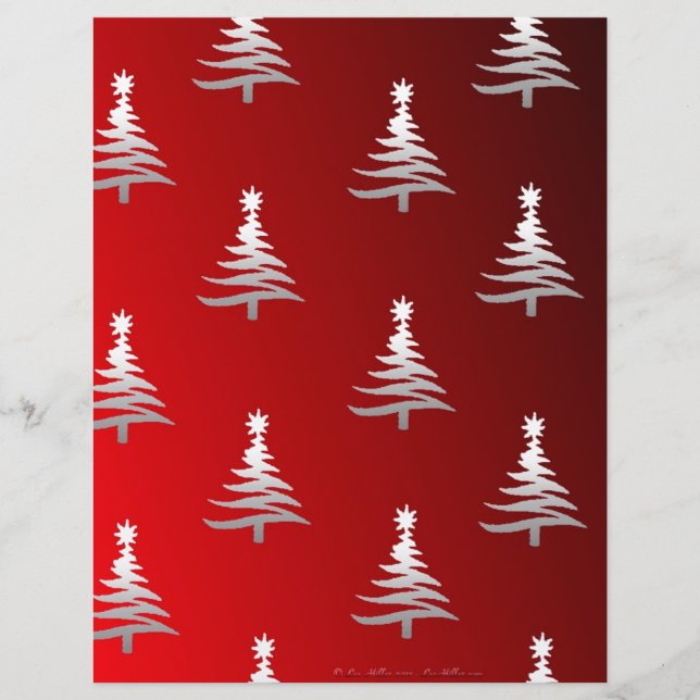 Kerstbomen Silver op rood (Voorkant)