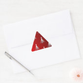 Kerstbomen Silver op rood Driehoek Sticker (Envelop)