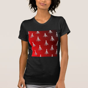 Kerstbomen Silver op rood T-shirt