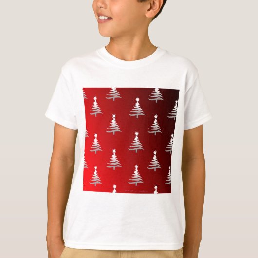 Kerstbomen Silver op rood T-shirt (Voorkant)
