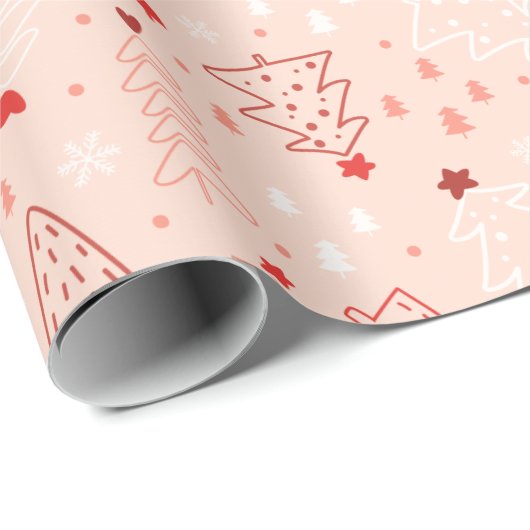 Kerstbomen Sneeuwvlok Licht Sinaasappel Kerstmis Cadeaupapier (Rol Hoek)