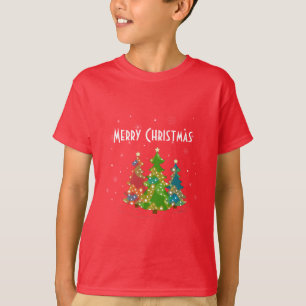 Kerstbomen Sneeuwvlokken Whimsical Fun Rood T-shirt